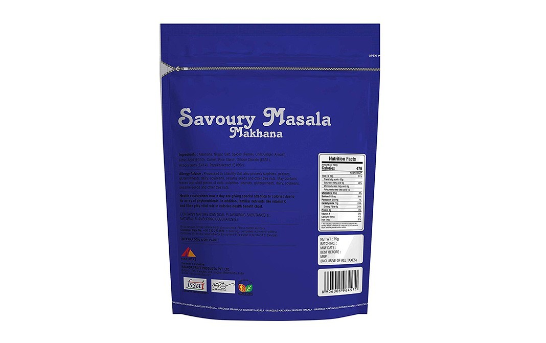 Nakodas Freshly Roasted, Savoury Masala Makhana   Pack  75 grams
